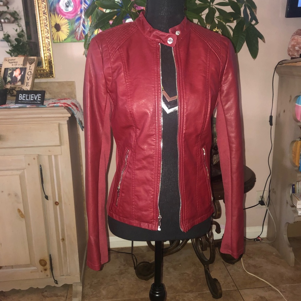 Red leather jacket from express